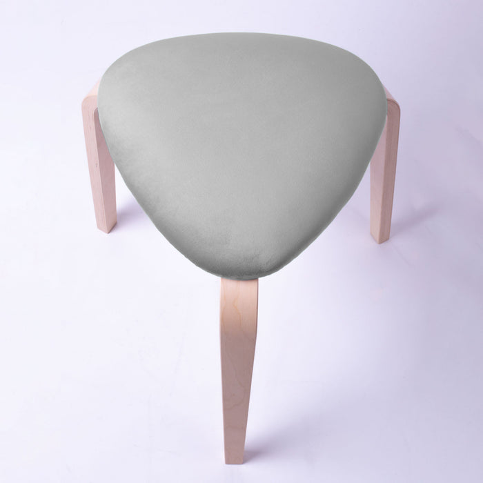 Sgabello Rotary moderno in velluto con struttura in legno naturale chiaro dim: H 45 cm x Diam 35 cm