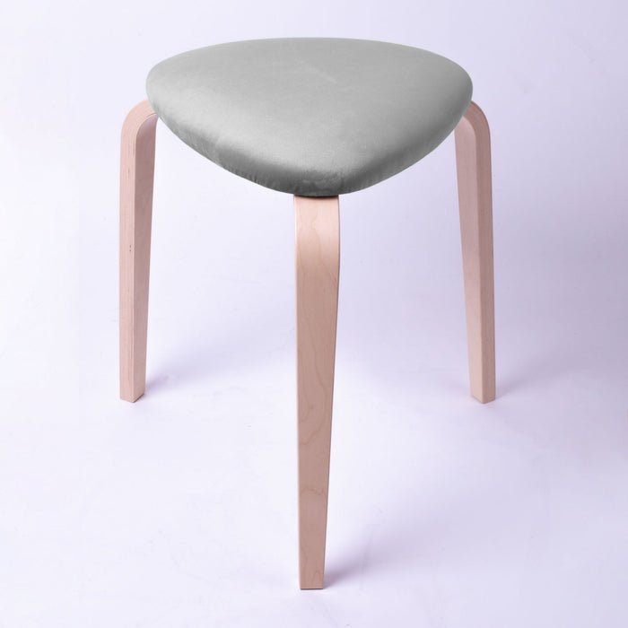 Sgabello Rotary moderno in velluto con struttura in legno naturale chiaro dim: H 45 cm x Diam 35 cm