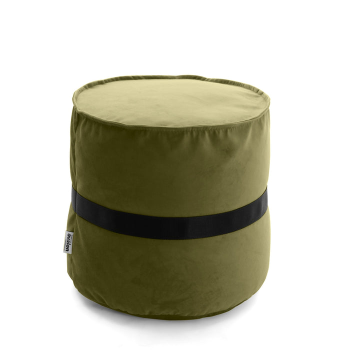 Pouf cilindro poggiapiedi Belt in velluto con cintura in nylon