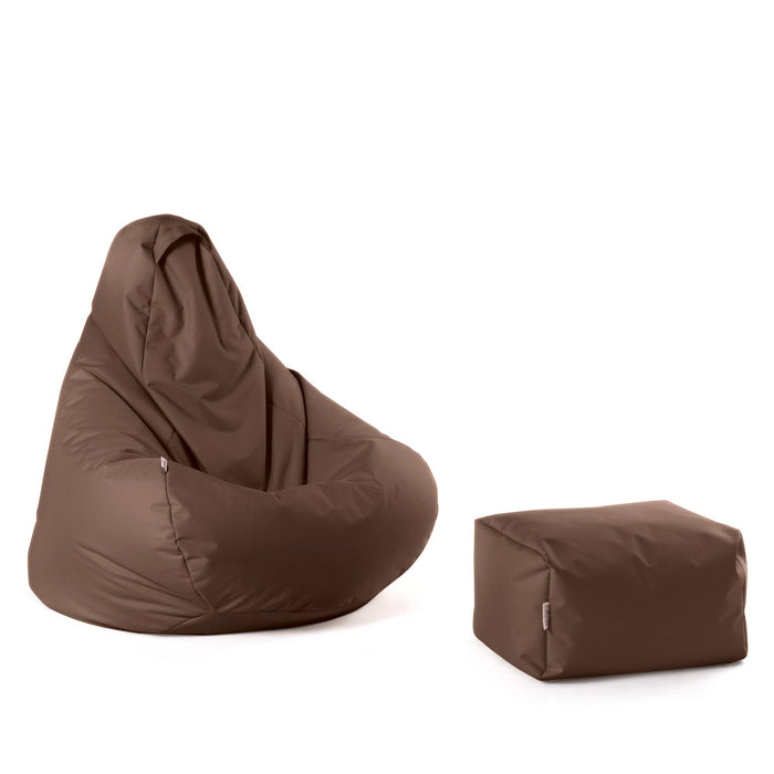 Pouf poltrona sacco Herry con poggiapiedi in omaggio, Avalon in tessuto poliestere Jive per interno. Dim: Ø80 x H90 cm