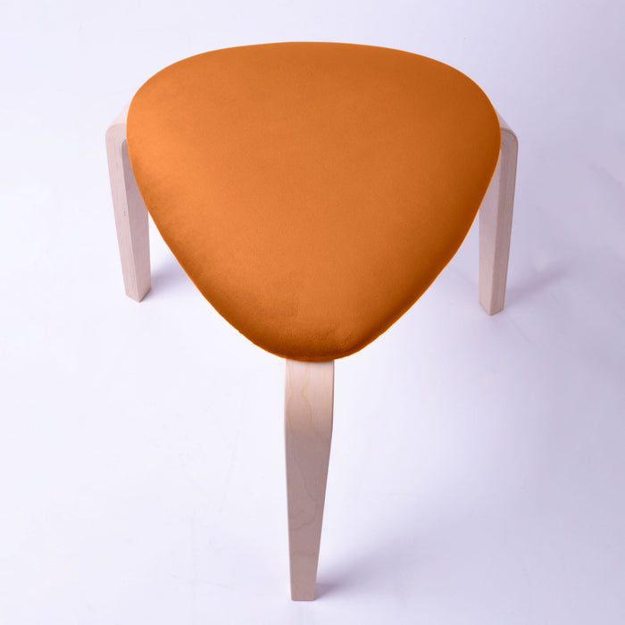 Sgabello Rotary moderno in velluto con struttura in legno naturale chiaro dim: H 45 cm x Diam 35 cm
