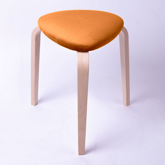 Sgabello Rotary moderno in velluto con struttura in legno naturale chiaro dim: H 45 cm x Diam 35 cm
