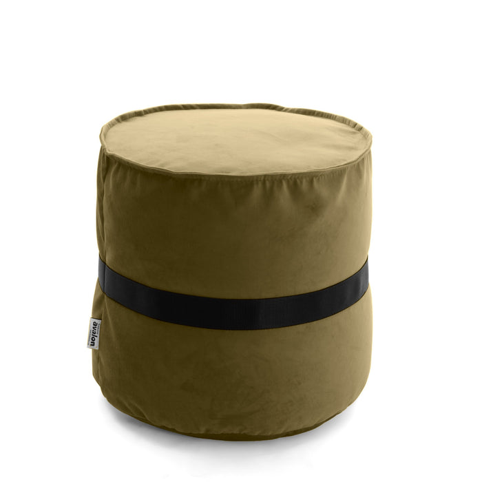 Pouf cilindro poggiapiedi Belt in velluto con cintura in nylon