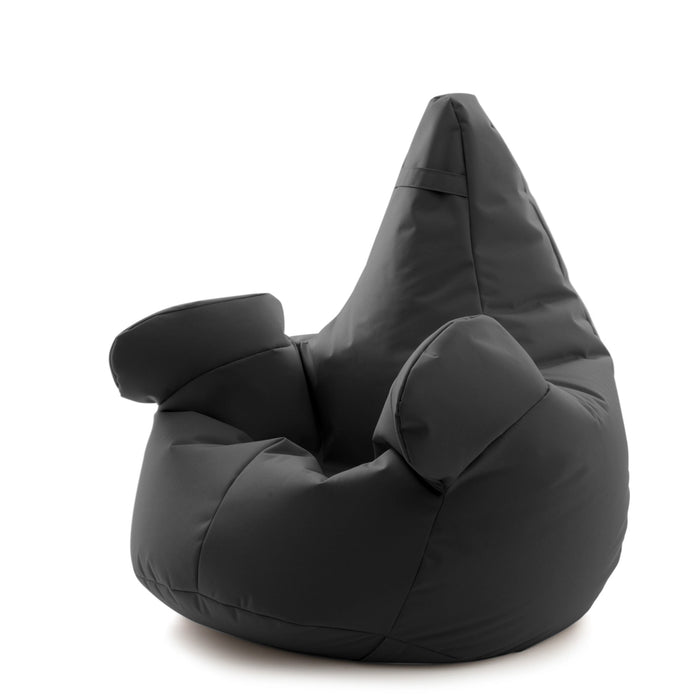Pouf poltrona sacco Super Gigante XXL con braccioli Ploof, sfoderabile con sacca interna, Avalon in tessuto poliestere Samba per esterno Imbottito, Antistrappo, Impermeabile Dim: Ø105 x H115 cm