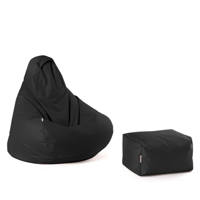 Pouf poltrona sacco Herry con poggiapiedi in omaggio, Avalon in tessuto poliestere Jive per interno. Dim: Ø80 x H90 cm