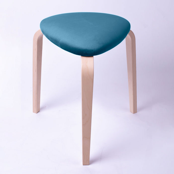 Sgabello Rotary moderno in velluto con struttura in legno naturale chiaro dim: H 45 cm x Diam 35 cm
