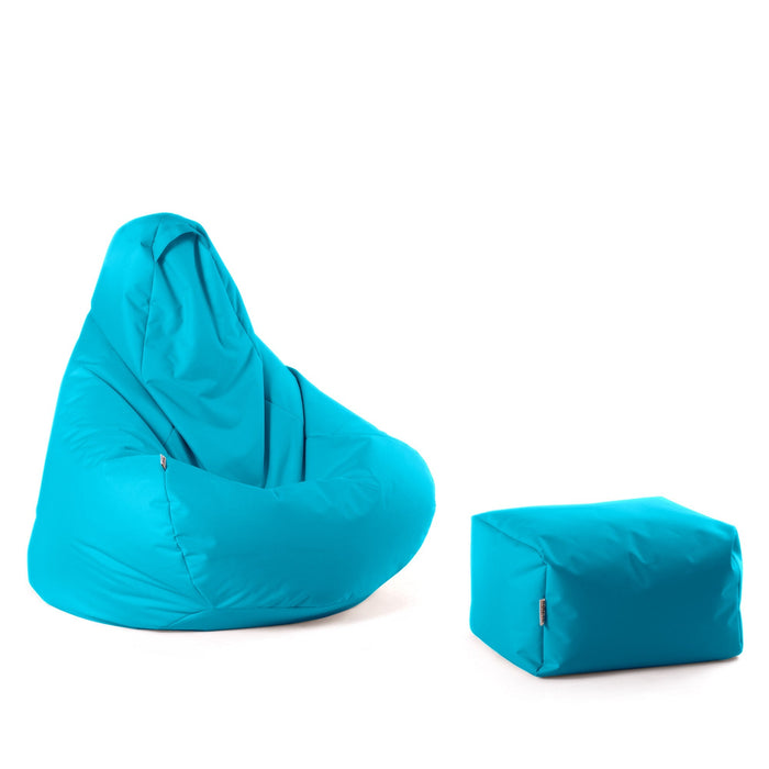 Pouf poltrona sacco Herry con poggiapiedi in omaggio, Avalon in tessuto poliestere Jive per interno. Dim: Ø80 x H90 cm