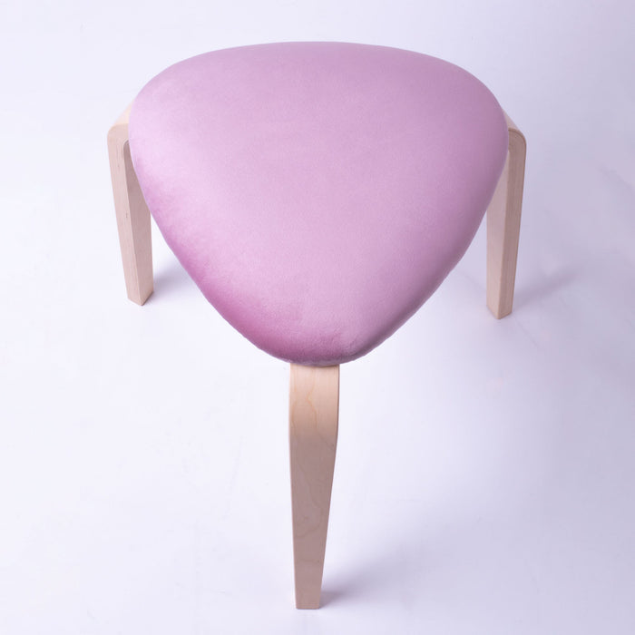 Sgabello Rotary moderno in velluto con struttura in legno naturale chiaro dim: H 45 cm x Diam 35 cm