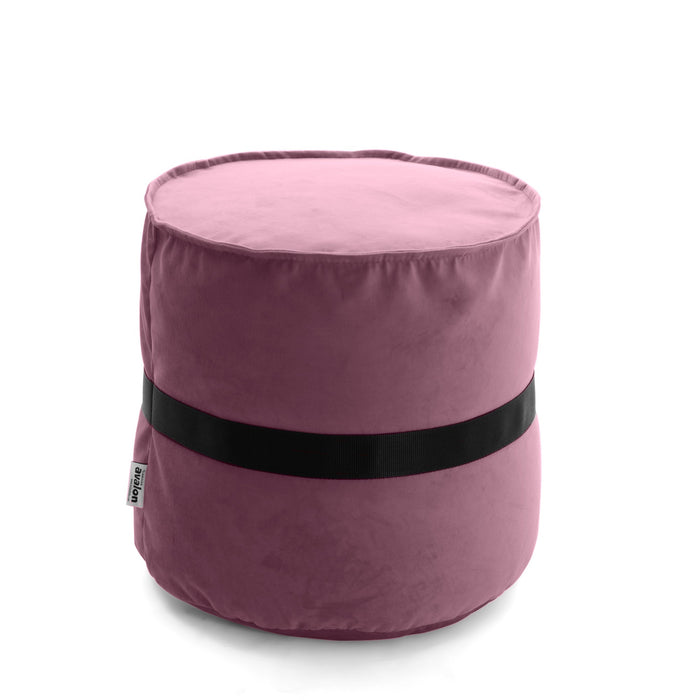 Pouf cilindro poggiapiedi Belt in velluto con cintura in nylon
