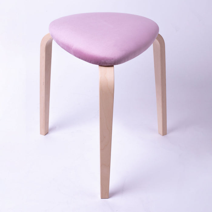Sgabello Rotary moderno in velluto con struttura in legno naturale chiaro dim: H 45 cm x Diam 35 cm