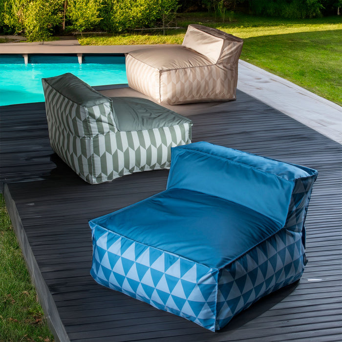 Pouf poltrona 1 posto Deluz in tessuto Geometrica per interno e per esterno. Dim. 98x98xH65 cm
