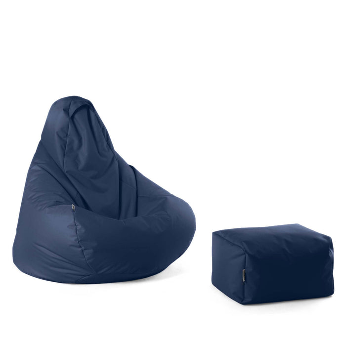 Pouf poltrona sacco Herry con poggiapiedi in omaggio, Avalon in tessuto poliestere Jive per interno. Dim: Ø80 x H90 cm