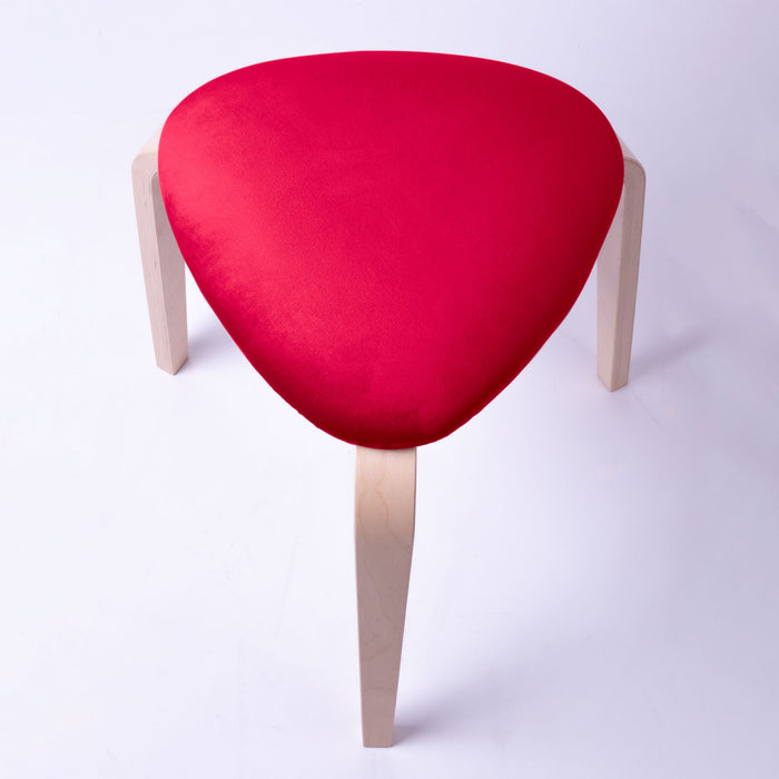 Sgabello Rotary moderno in velluto con struttura in legno naturale chiaro dim: H 45 cm x Diam 35 cm