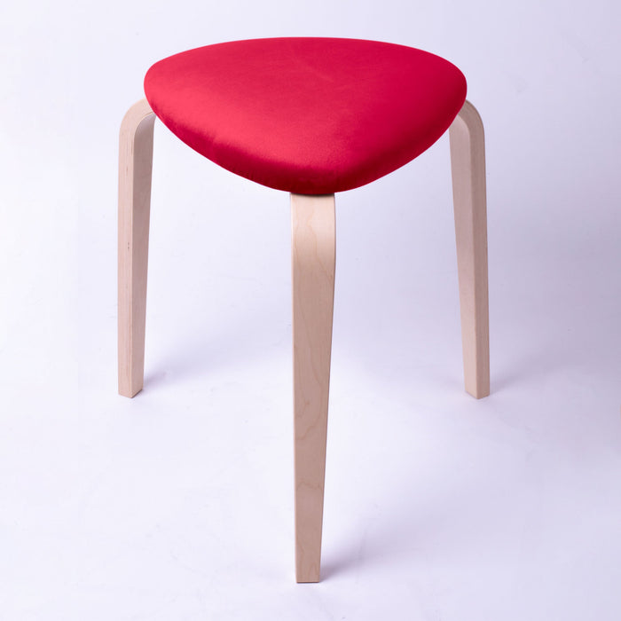 Sgabello Rotary moderno in velluto con struttura in legno naturale chiaro dim: H 45 cm x Diam 35 cm