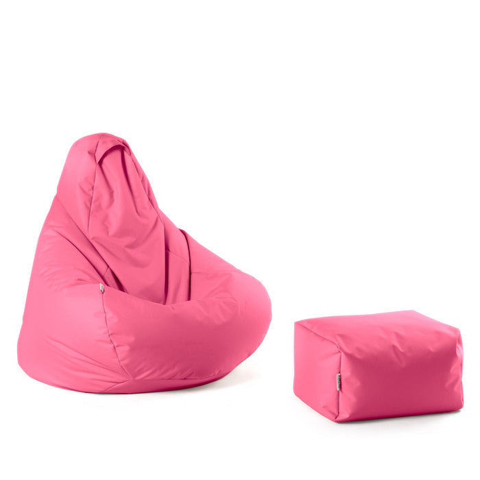 Pouf poltrona sacco Herry con poggiapiedi in omaggio, Avalon in tessuto poliestere Jive per interno. Dim: Ø80 x H90 cm