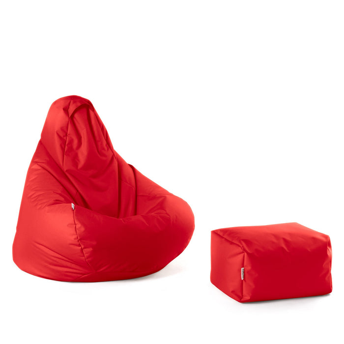 Pouf poltrona sacco Herry con poggiapiedi in omaggio, Avalon in tessuto poliestere Jive per interno. Dim: Ø80 x H90 cm