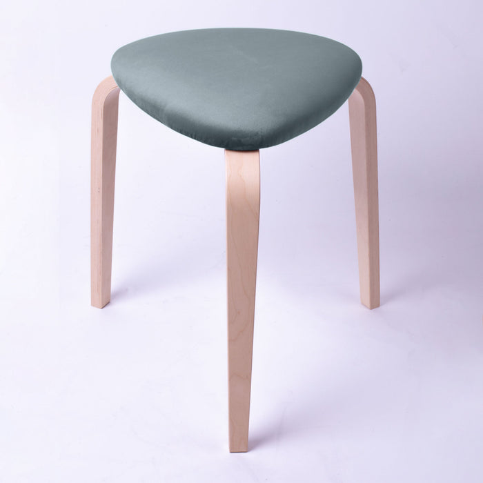 Sgabello Rotary moderno in velluto con struttura in legno naturale chiaro dim: H 45 cm x Diam 35 cm