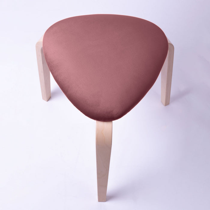 Sgabello Rotary moderno in velluto con struttura in legno naturale chiaro dim: H 45 cm x Diam 35 cm