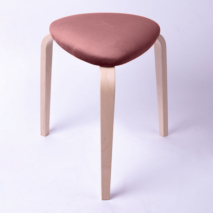 Sgabello Rotary moderno in velluto con struttura in legno naturale chiaro dim: H 45 cm x Diam 35 cm