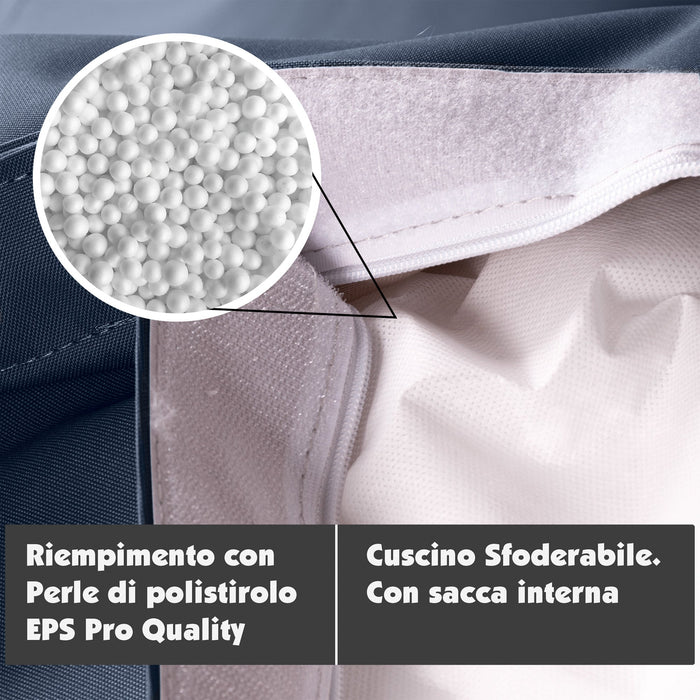 Pouf Cuscino Thin gigante sacca vuota in tessuto antistrappo impermeabile Jive per interno dim.200x140cm