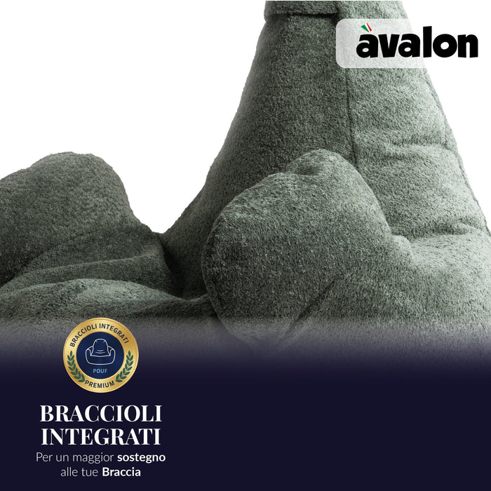 Pouf Poltrona Sacco Gigante XL Ploof Avalon in tessuto Bouclè per interno dim. Ø95 x H105 cm