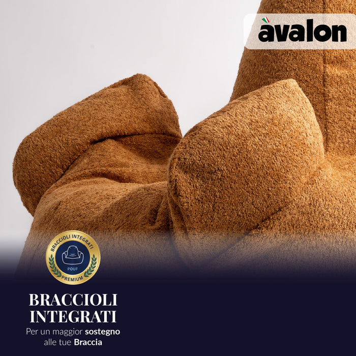 Pouf Poltrona Sacco Gigante XL Ploof Avalon in tessuto Bouclè per interno dim. Ø95 x H105 cm