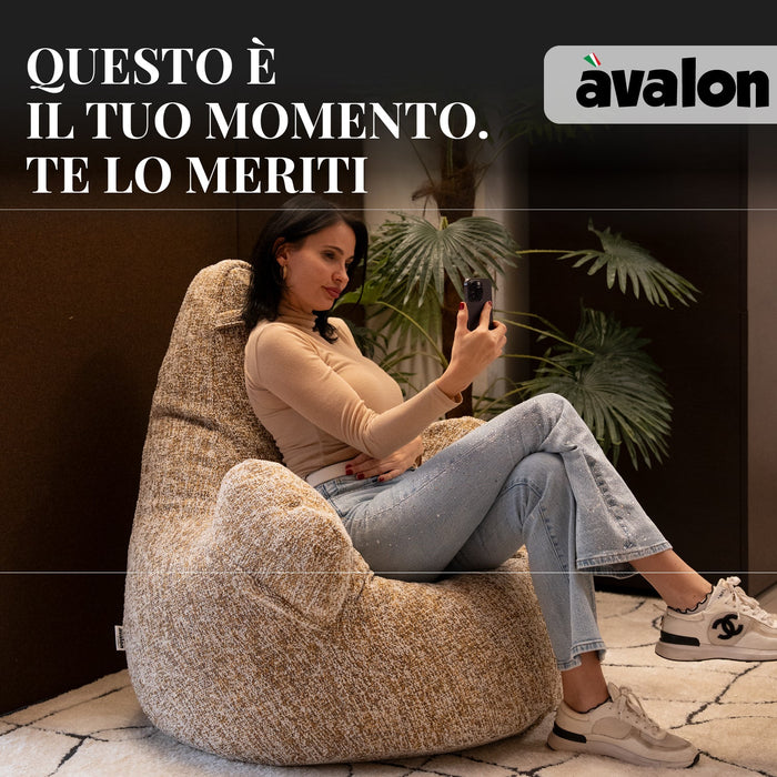 Pouf Poltrona Sacco Grande Ploof Avalon in tessuto Grisaglia per interno dim. Ø85 x H90 cm