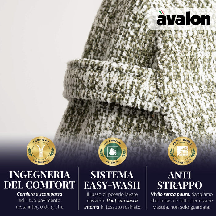 Pouf Poltrona Sacco Grande Ploof Avalon in tessuto Grisaglia per interno dim. Ø85 x H90 cm