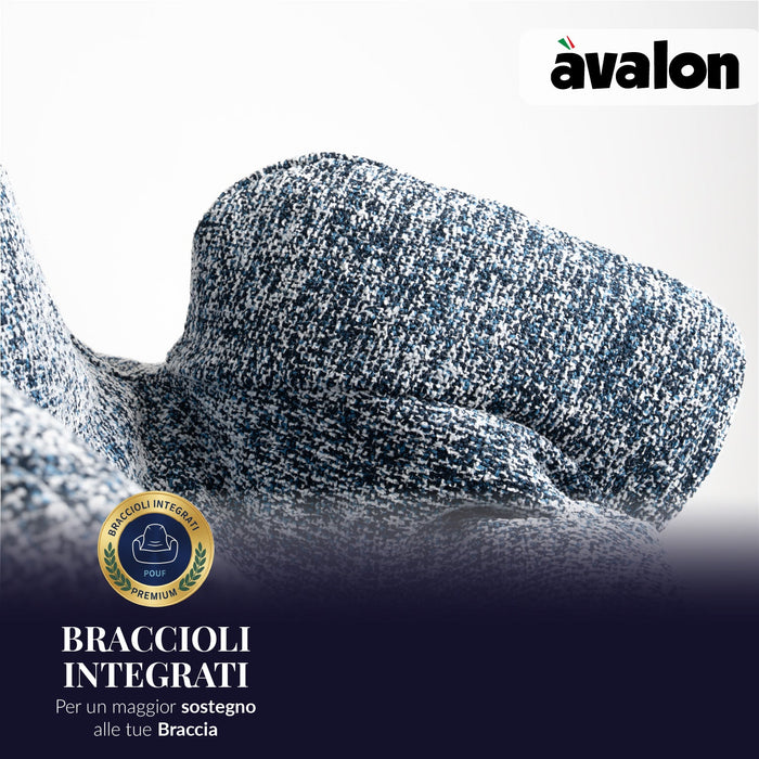 Pouf Poltrona Sacco Grande Ploof Avalon in tessuto Grisaglia per interno dim. Ø85 x H90 cm