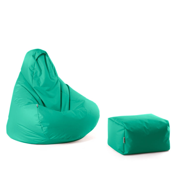 Pouf poltrona sacco Herry con poggiapiedi in omaggio, Avalon in tessuto poliestere Jive per interno. Dim: Ø80 x H90 cm