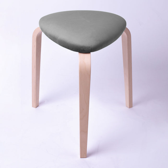 Sgabello Rotary moderno in velluto con struttura in legno naturale chiaro dim: H 45 cm x Diam 35 cm
