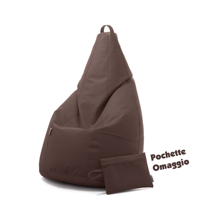 Avalon Pouf Poltrona Sacco Pera in Finta pelle Jazz di Dim. 70x130cm Made in Italy + Pochette Omaggio