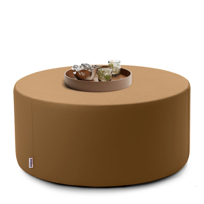 Avalon Tavolino Pouf cilindro rigido Similpelle Mamba Trendy Classe 1-IM Ignifugo per Interno ed Esterno. Dim: Ø90 cm X H40 cm
