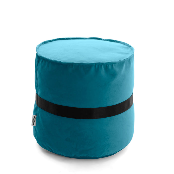 Pouf cilindro poggiapiedi Belt in velluto con cintura in nylon