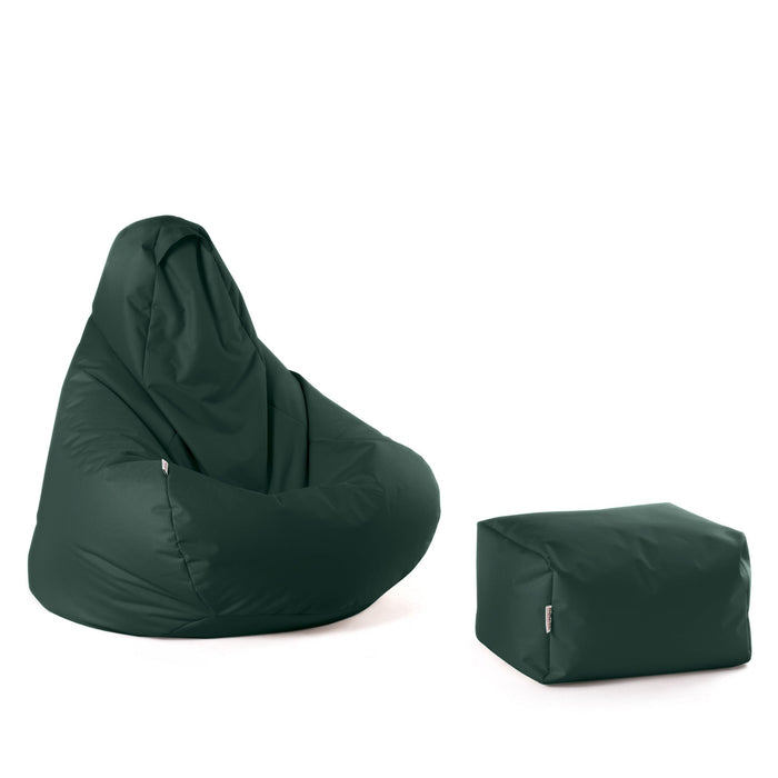 Pouf poltrona sacco Herry con poggiapiedi in omaggio, Avalon in tessuto poliestere Jive per interno. Dim: Ø80 x H90 cm