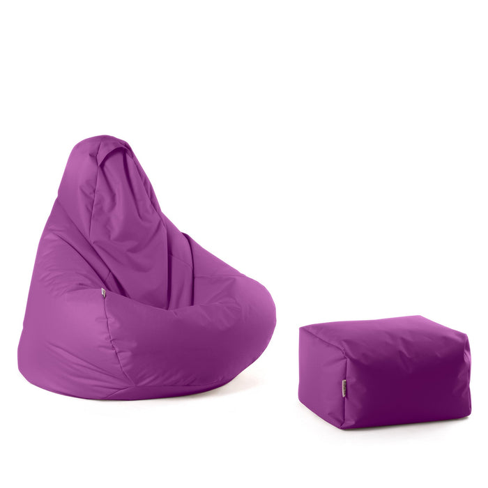 Pouf poltrona sacco Herry con poggiapiedi in omaggio, Avalon in tessuto poliestere Jive per interno. Dim: Ø80 x H90 cm