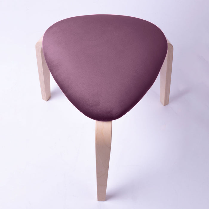 Sgabello Rotary moderno in velluto con struttura in legno naturale chiaro dim: H 45 cm x Diam 35 cm