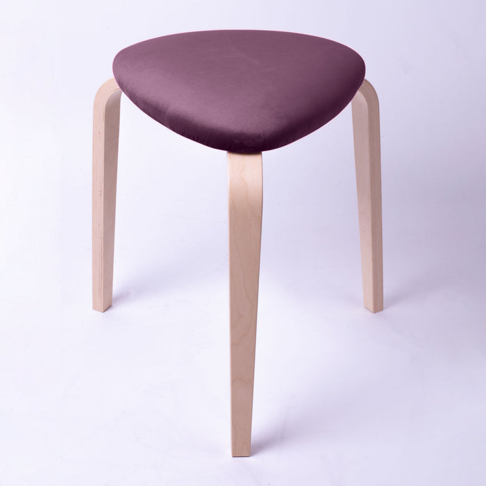 Sgabello Rotary moderno in velluto con struttura in legno naturale chiaro dim: H 45 cm x Diam 35 cm