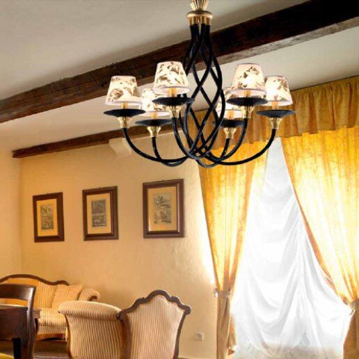 Intrecci 2100/6 murano trasparente (argento satinato) - Lampadario classico - PATRIZIA VOLPATO