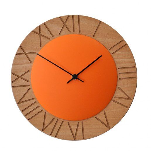 Ettore arancio (faggio) - Orologio da parete - PIRONDINI
