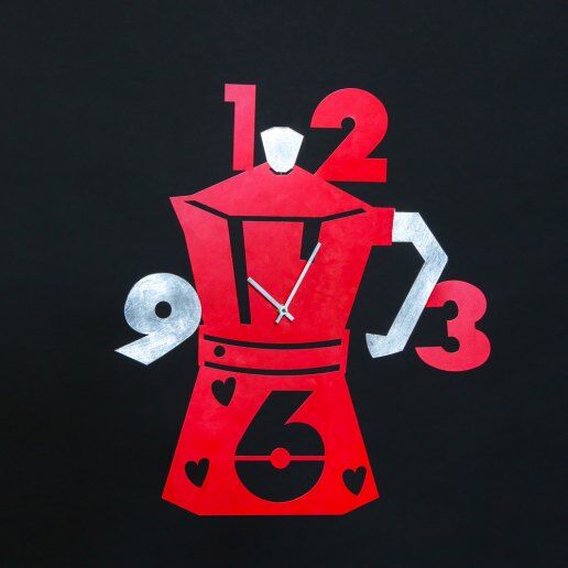 Caffettiera - Rosso - Orologio da parete - Italian Times