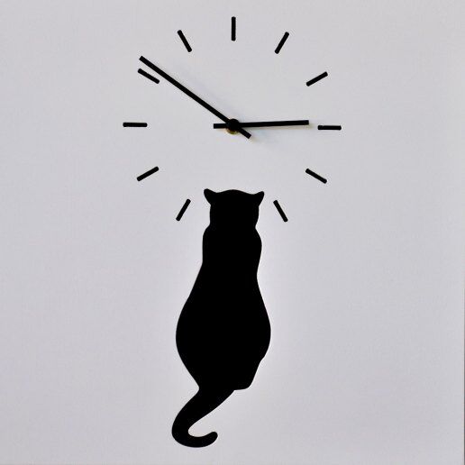 Cat bianco con gatto nero - Orologio da parete - PIRONDINI