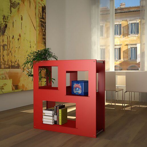 DOiT 90 Centro Stanza Rosso+distanziali cromati - Libreria da parete - CAOSCREO