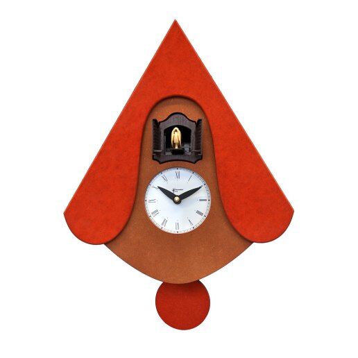 New W arancio - Orologio da parete con pendolo e cucù - PIRONDINI