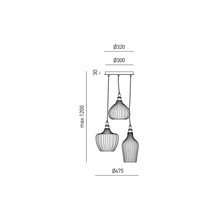 Cleofe S/3 - Lampadario a sospensione - GEA LUCE