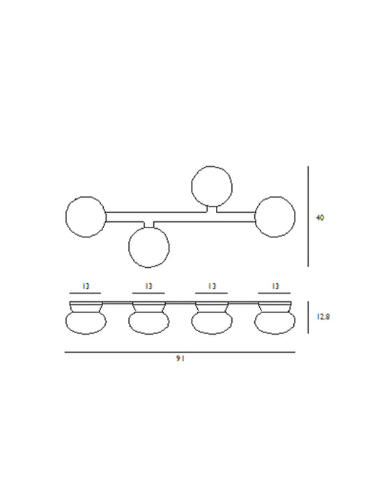 Fuji - Lampada da parete/soffitto 4 luci - MILOOX