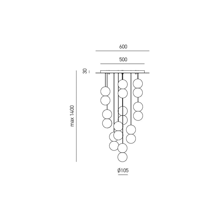 Sfera - Lampadario a 10 sospensionei - GEA LUCE