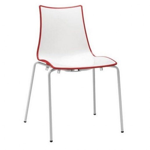 Zebra Bicolore (4 gambe telaio bianco) Sedia Design Scab Design  - Bianco + Rosso