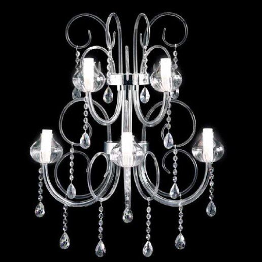 Intrecci 2082/app5 murano cristallo trasparente (cromo) - applique classica - PATRIZIA VOLPATO