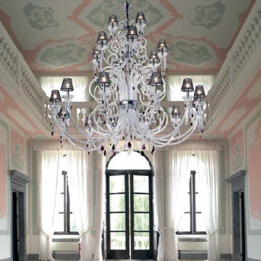 Intrecci 2085/12 murano trasparente swarovski strass (oro opaco) - Lampadario classico - PATRIZIA VOLPATO